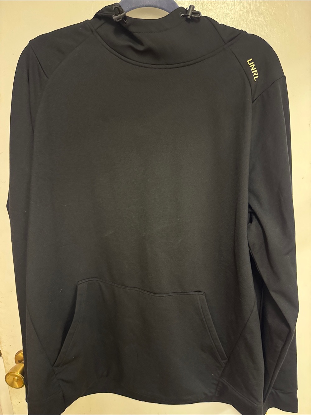 UNRL Men's Black Hooded Pullover
